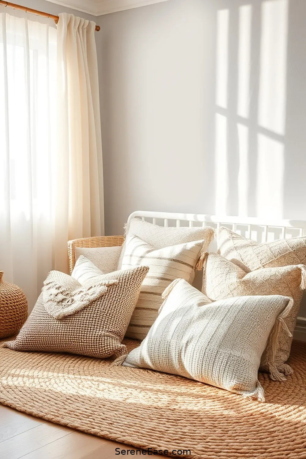 22 Ways to Use Neutral Tones in Bohemian Nursery Style 8 Add Layers With Throw Pillows for 22 Ways to Use Neutral Tones in Bohemian Nursery Style