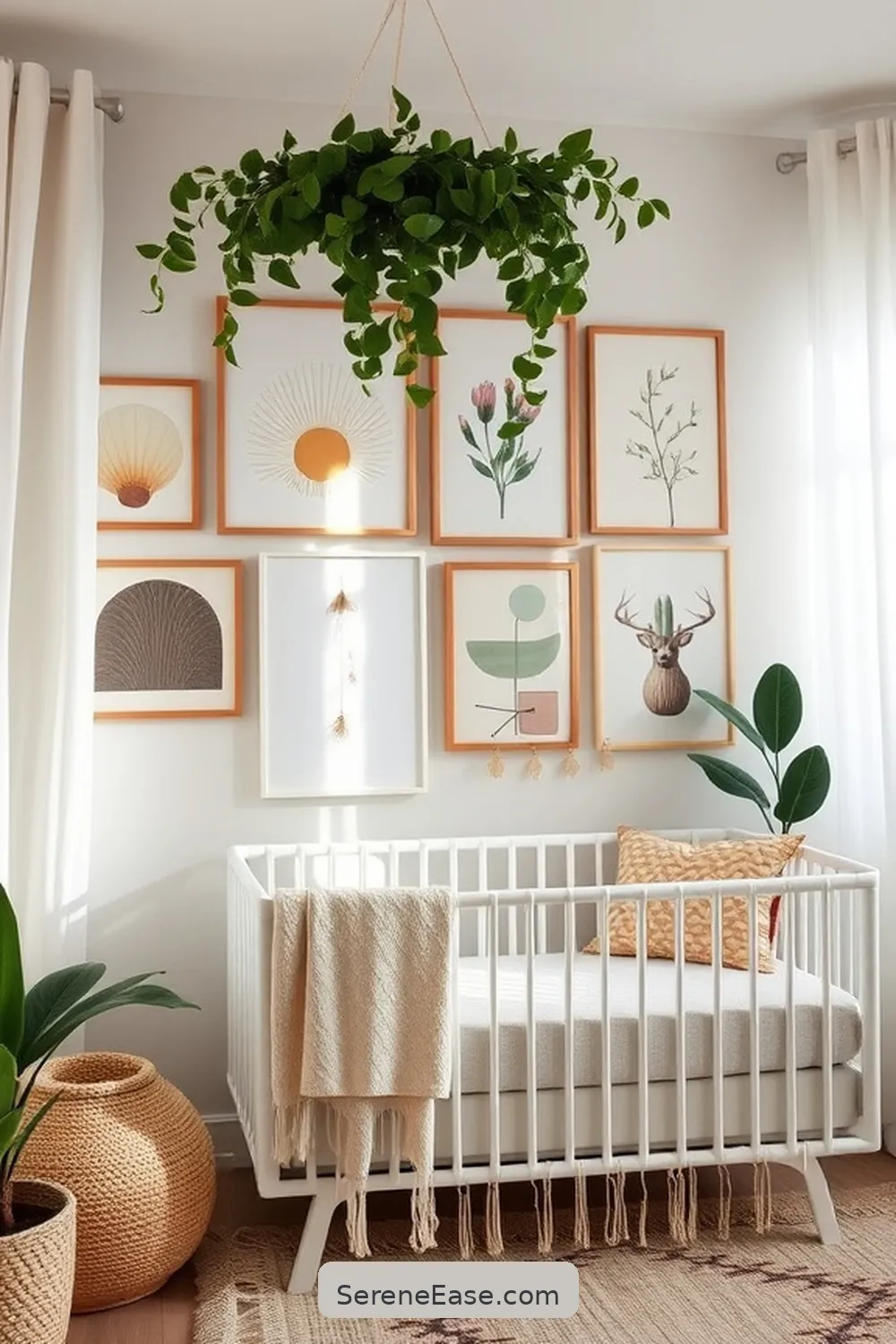 22 Ways to Use Neutral Tones in Bohemian Nursery Style 10 Create a Gallery Wall With Art for 22 Ways to Use Neutral Tones in Bohemian Nursery Style