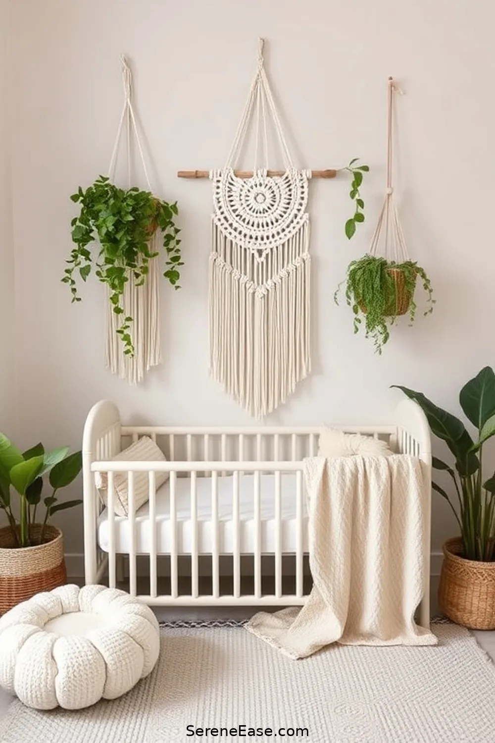 22 Ways to Use Neutral Tones in Bohemian Nursery Style 6 Hang Macramé Wall Hangings for 22 Ways to Use Neutral Tones in Bohemian Nursery Style