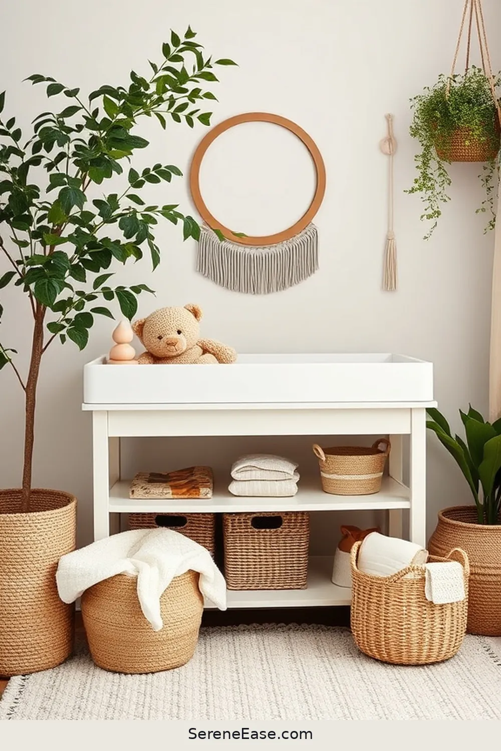 22 Ways to Use Neutral Tones in Bohemian Nursery Style 15 Install a Neutral Changing Table for 22 Ways to Use Neutral Tones in Bohemian Nursery Style