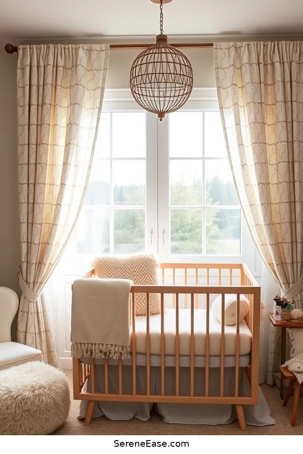 22 Ways to Use Neutral Tones in Bohemian Nursery Style 9 Use Neutral-Patterned Curtains for 22 Ways to Use Neutral Tones in Bohemian Nursery Style
