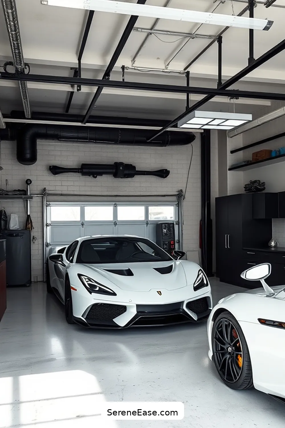 22 Ways to Use Neutral Tones in Industrial-Style Garages 8 Create Contrast With Black and White Elements for 22 Ways to Use Neutral Tones in Industrial-Style Garages