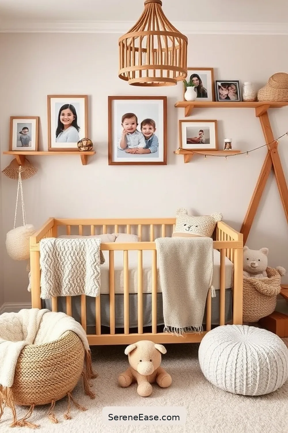 23 Earth Tone Nursery Ideas in Scandinavian Style 19 Personalize With Family Photos for 23 Earth Tone Nursery Ideas in Scandinavian Style
