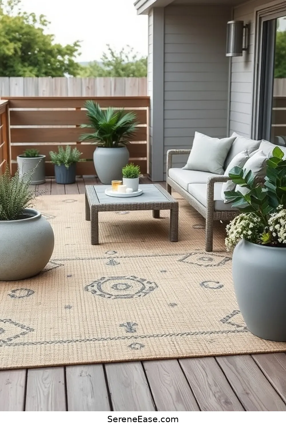 23 Inspiring Ideas for Neutral Tones in Outdoor Modern Farmhouse Style Patios 6 Create a Neutral Outdoor Rug for 23 Inspiring Ideas for Neutral Tones in Outdoor Modern Farmhouse Style Patios