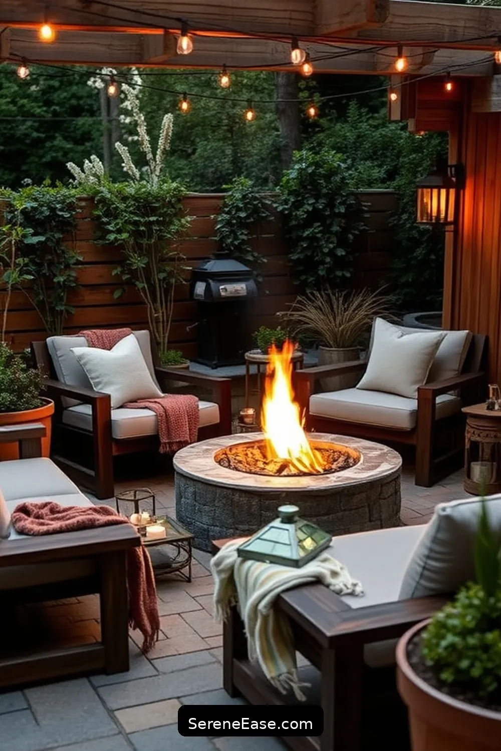 23 Inspiring Ideas for Neutral Tones in Outdoor Modern Farmhouse Style Patios 10 Design a Cozy Fire Pit Area for 23 Inspiring Ideas for Neutral Tones in Outdoor Modern Farmhouse Style Patios