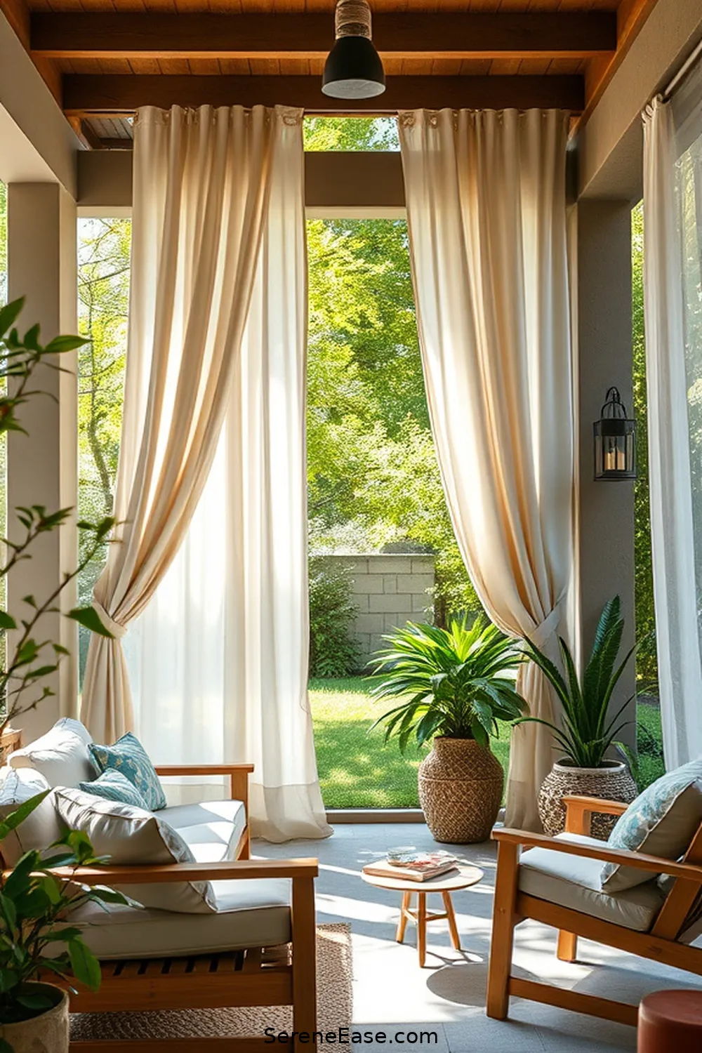 23 Inspiring Ideas for Neutral Tones in Outdoor Modern Farmhouse Style Patios 11 Hang Neutral Outdoor Curtains for 23 Inspiring Ideas for Neutral Tones in Outdoor Modern Farmhouse Style Patios