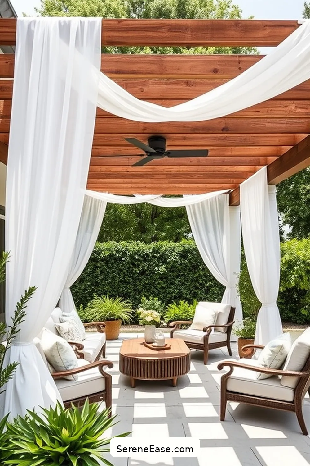 23 Inspiring Ideas for Neutral Tones in Outdoor Modern Farmhouse Style Patios 17 Install a Simple Pergola for 23 Inspiring Ideas for Neutral Tones in Outdoor Modern Farmhouse Style Patios