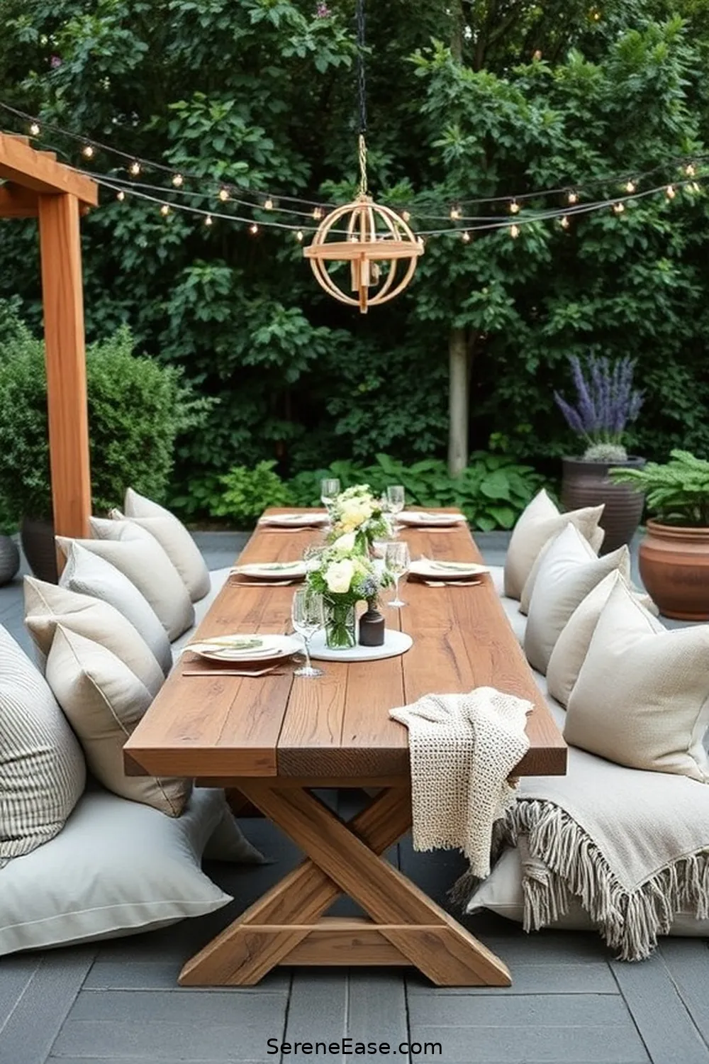 23 Inspiring Ideas for Neutral Tones in Outdoor Modern Farmhouse Style Patios 22 Set Up a Rustic Dining Space for 23 Inspiring Ideas for Neutral Tones in Outdoor Modern Farmhouse Style Patios