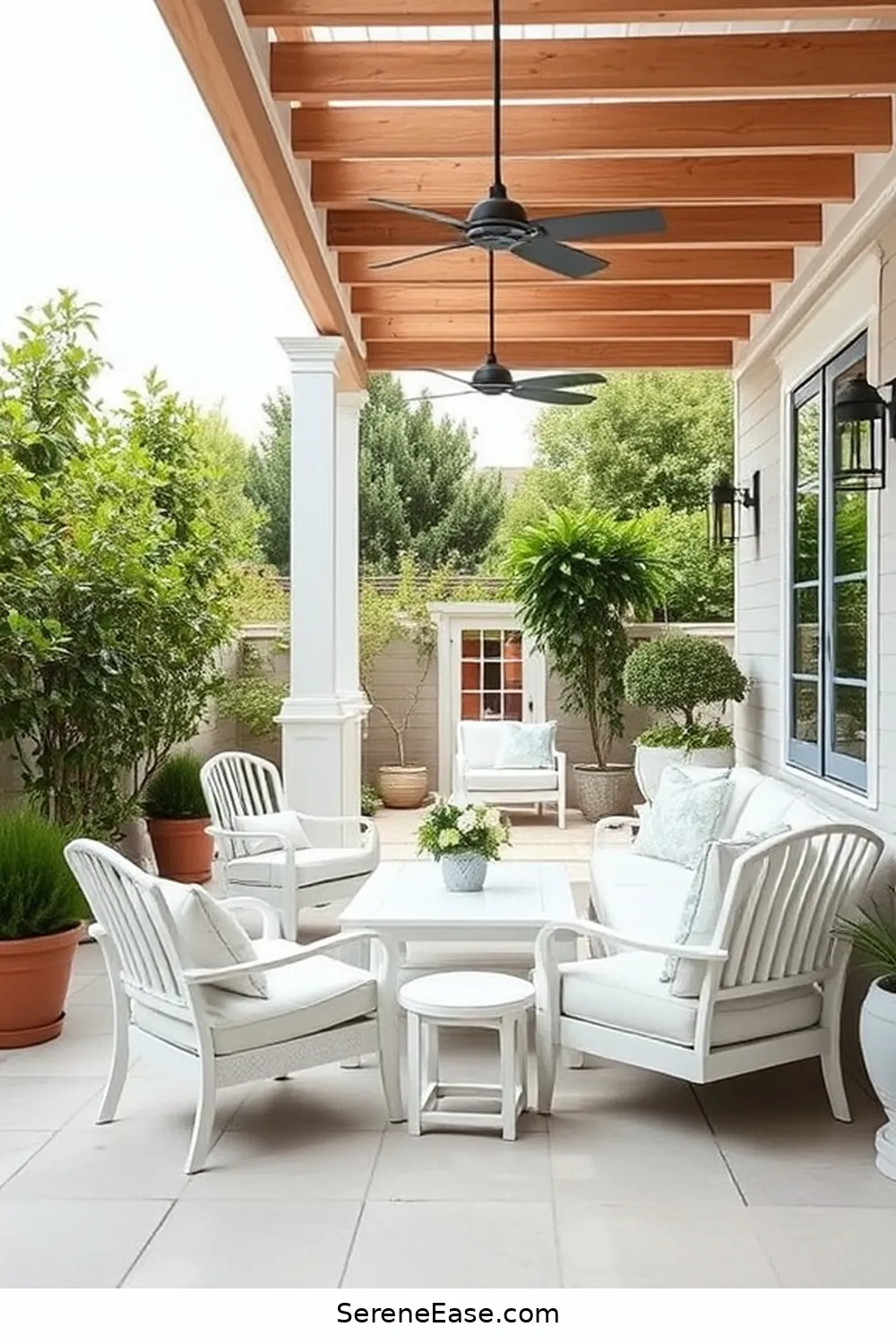 23 Inspiring Ideas for Neutral Tones in Outdoor Modern Farmhouse Style Patios 4 Use Crisp White Furniture for 23 Inspiring Ideas for Neutral Tones in Outdoor Modern Farmhouse Style Patios