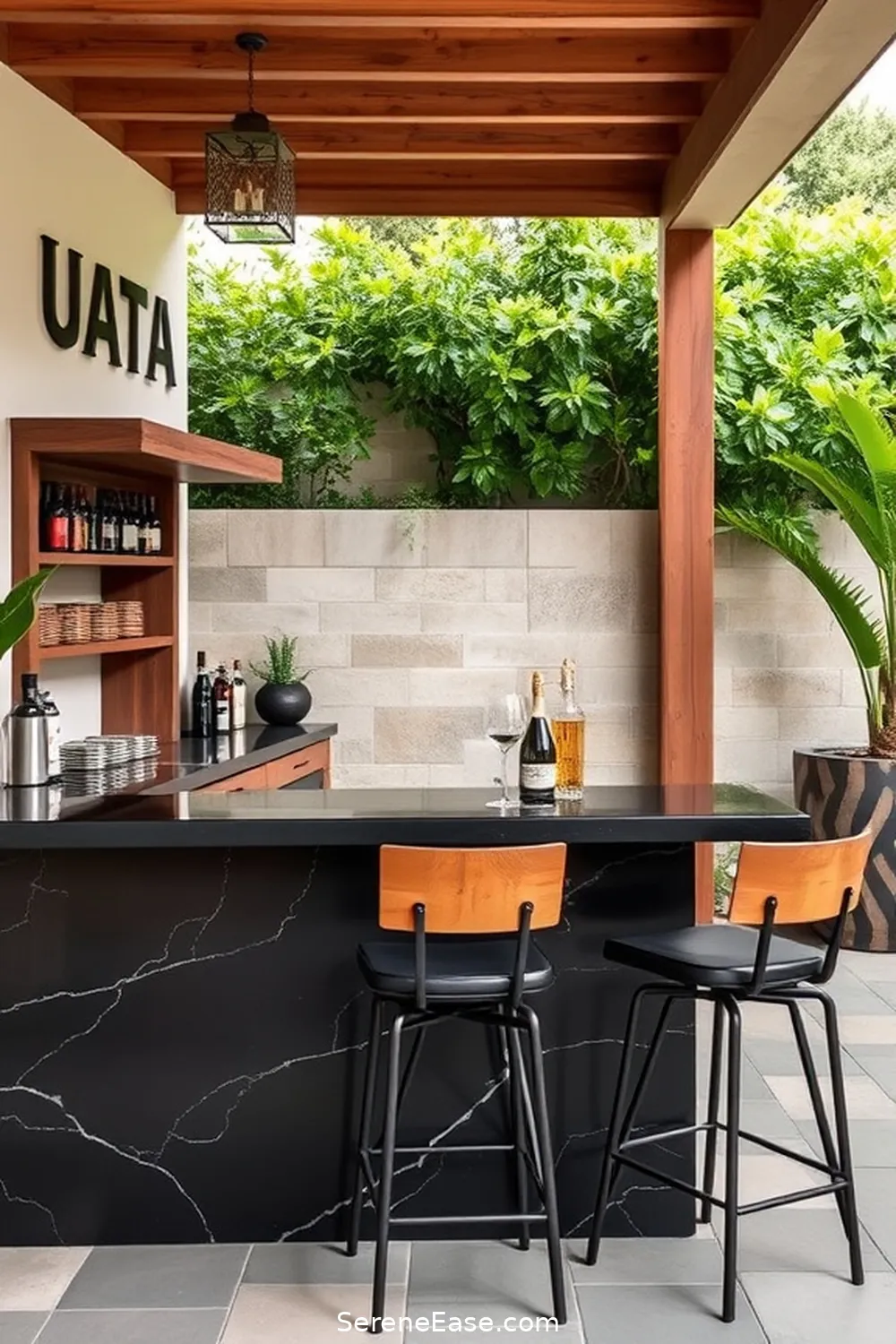 23 Stunning Black and White Outdoor Patios in Modern Farmhouse Style 20 Alluring Outdoor Bar Area for 23 Stunning Black and White Outdoor Patios in Modern Farmhouse Style