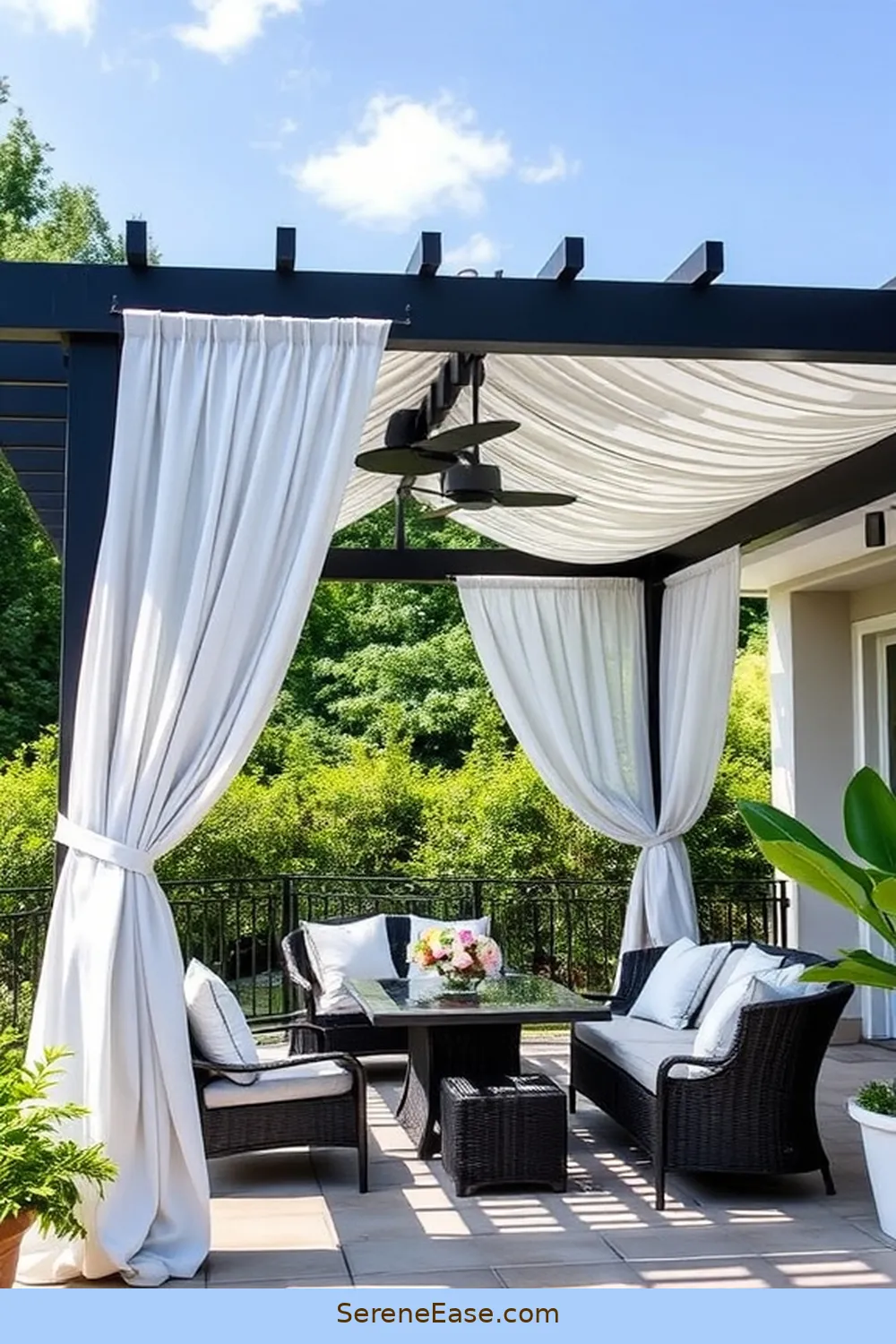 23 Stunning Black and White Outdoor Patios in Modern Farmhouse Style 6 Elegant Black and White Pergola for 23 Stunning Black and White Outdoor Patios in Modern Farmhouse Style