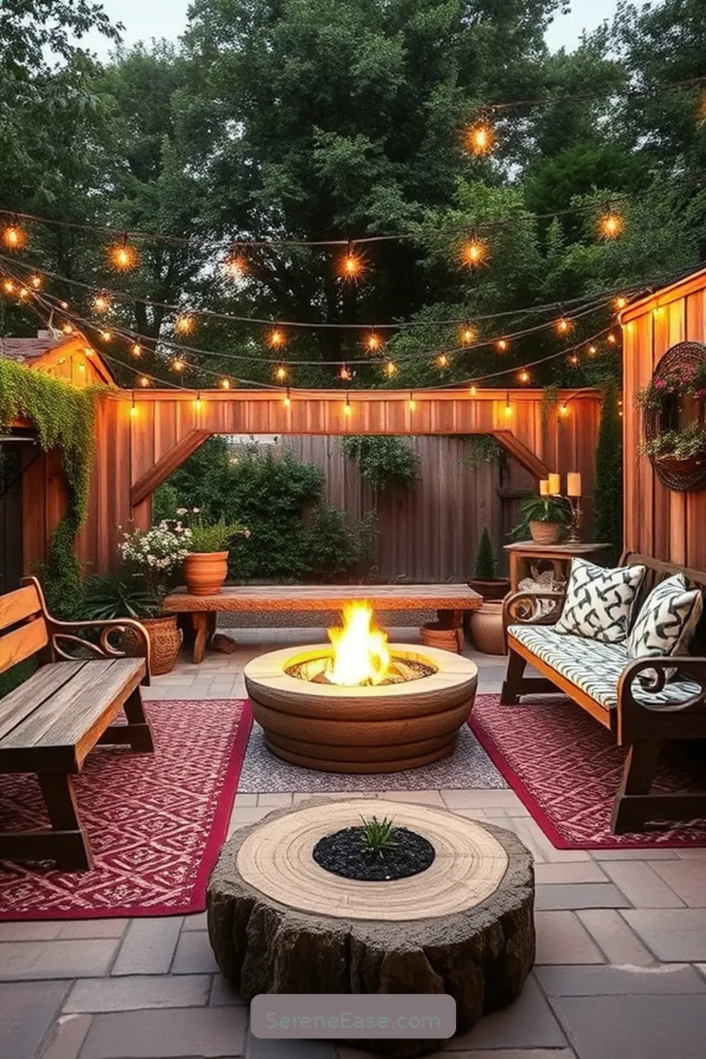 23 Stunning Black and White Outdoor Patios in Modern Farmhouse Style 7 Rustic Farmhouse Fire Pit Area for 23 Stunning Black and White Outdoor Patios in Modern Farmhouse Style