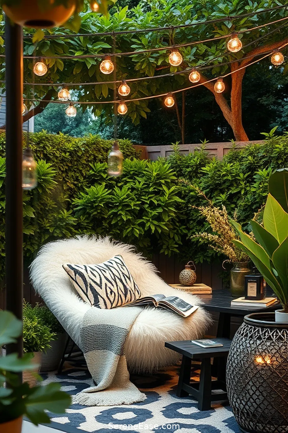 23 Stunning Black and White Outdoor Patios in Modern Farmhouse Style 15 Serene Outdoor Reading Corner for 23 Stunning Black and White Outdoor Patios in Modern Farmhouse Style