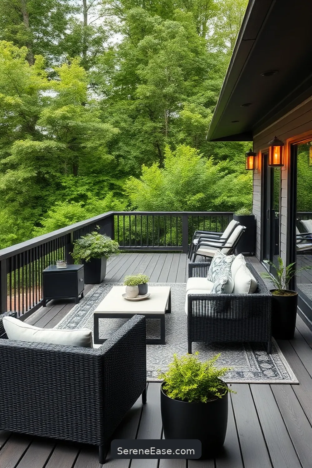 23 Stunning Black and White Outdoor Patios in Modern Farmhouse Style 3 Sleek Modern Farmhouse Deck for 23 Stunning Black and White Outdoor Patios in Modern Farmhouse Style