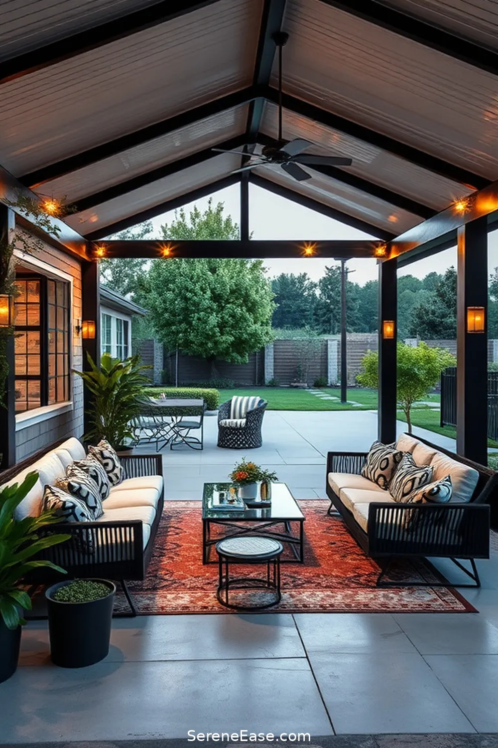 23 Stunning Black and White Outdoor Patios in Modern Farmhouse Style 8 Stylish Covered Patio Retreat for 23 Stunning Black and White Outdoor Patios in Modern Farmhouse Style