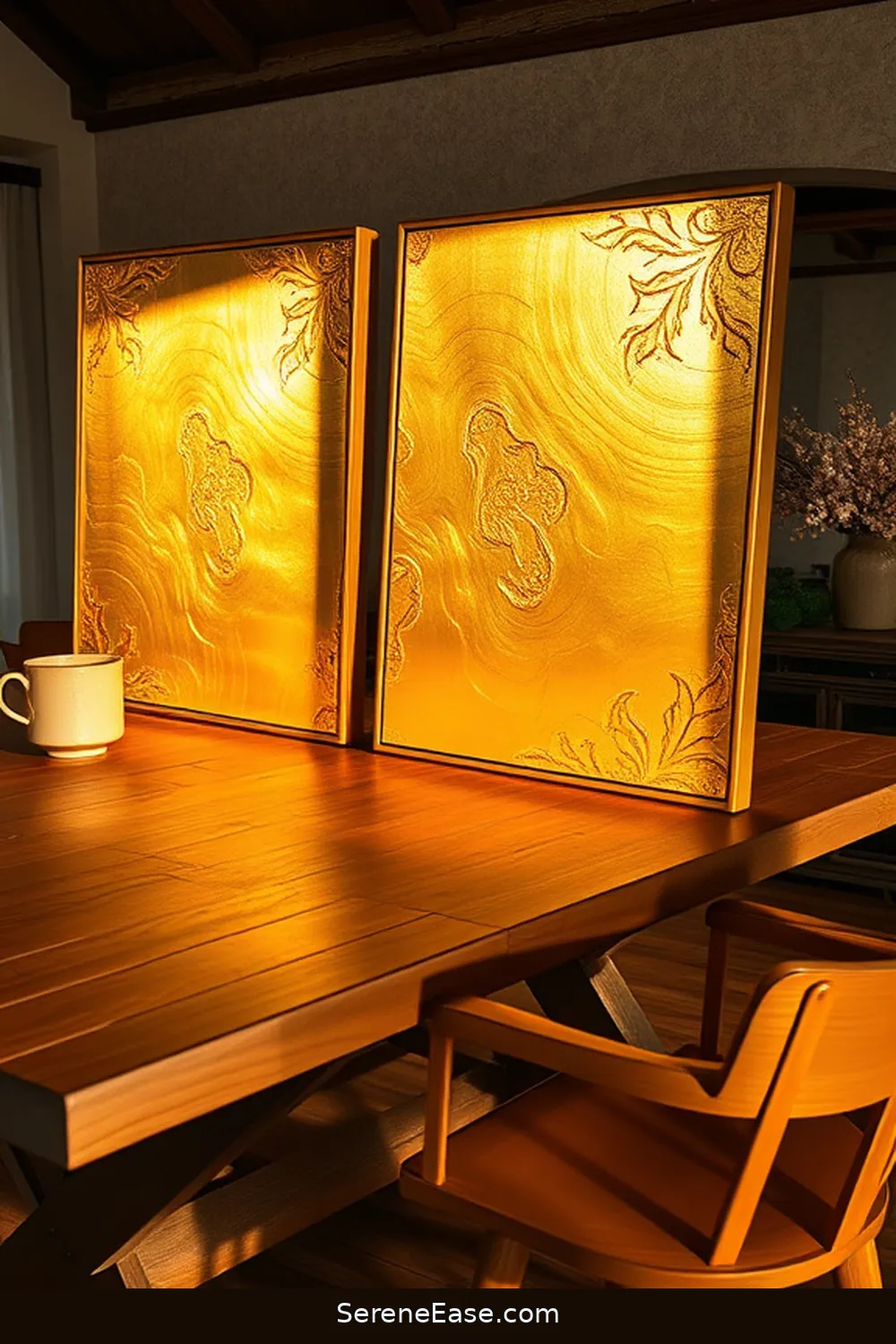 23 Stunning Metallic Accents for Your Rustic Dining Room Style 19 Gold Leaf Art Pieces for 23 Stunning Metallic Accents for Your Rustic Dining Room Style