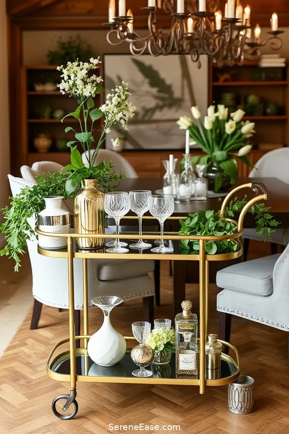 23 Stunning Metallic Accents for Your Rustic Dining Room Style 21 Metallic Bar Carts for 23 Stunning Metallic Accents for Your Rustic Dining Room Style