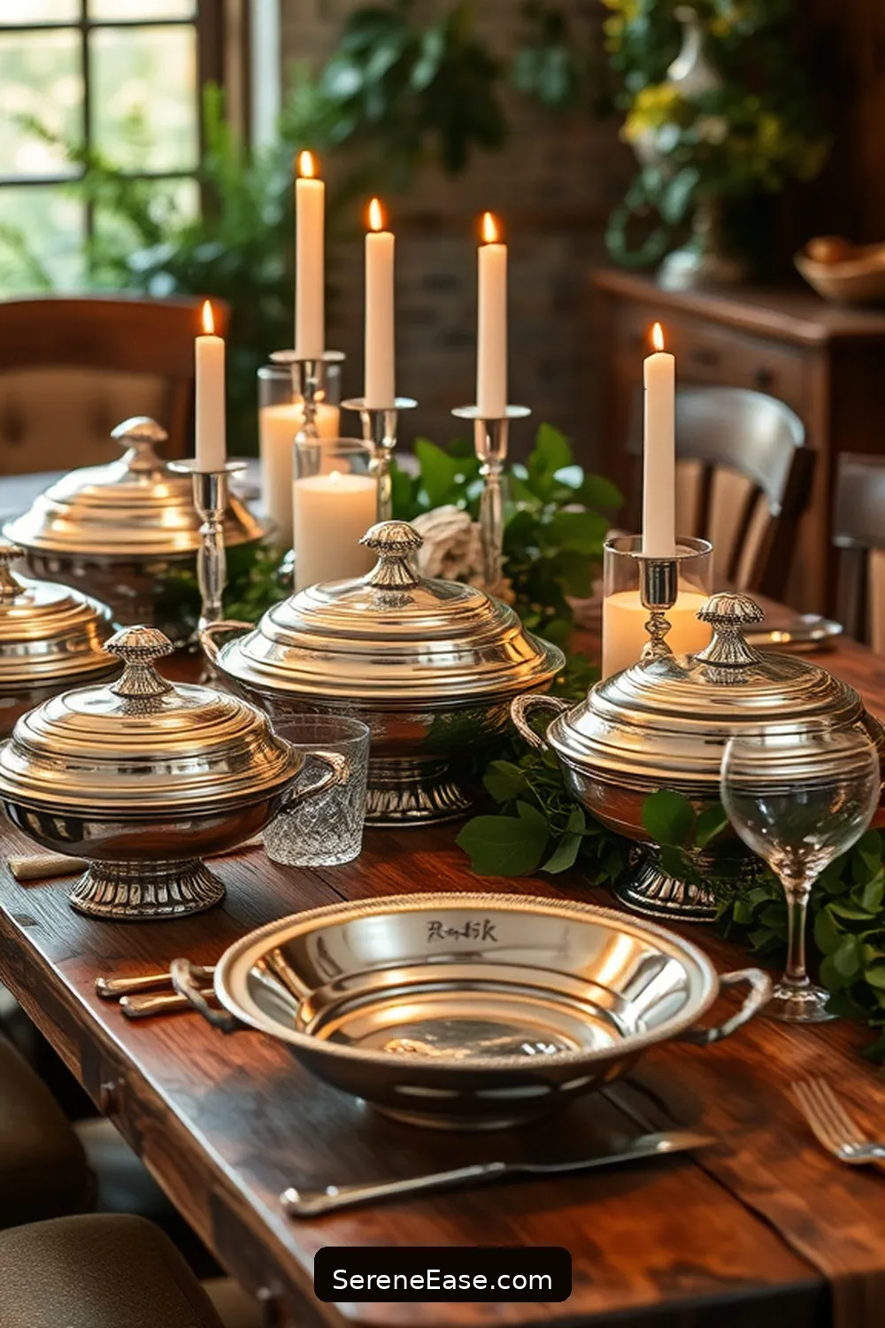 23 Stunning Metallic Accents for Your Rustic Dining Room Style 16 Silver Plated Serving Dishes for 23 Stunning Metallic Accents for Your Rustic Dining Room Style