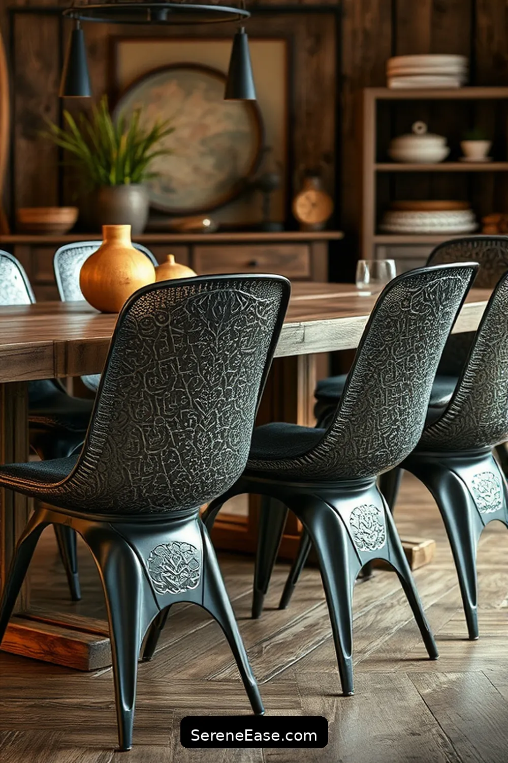 23 Stunning Metallic Accents for Your Rustic Dining Room Style 7 Steel Dining Chairs for 23 Stunning Metallic Accents for Your Rustic Dining Room Style