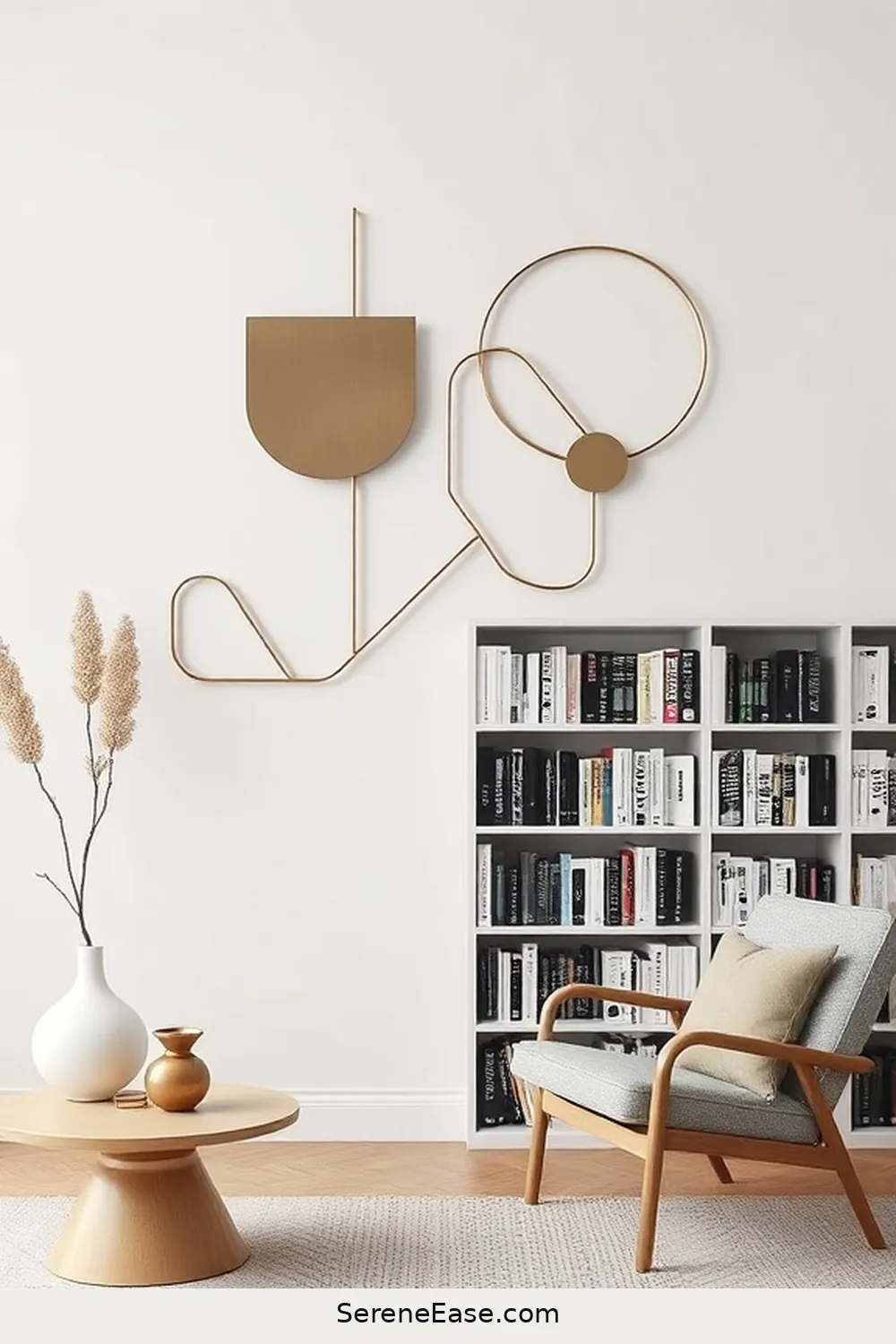 23 Stunning Metallic Accents for Your Scandinavian Style Library 12 Minimalist Metal Wall Art for 23 Stunning Metallic Accents for Your Scandinavian Style Library