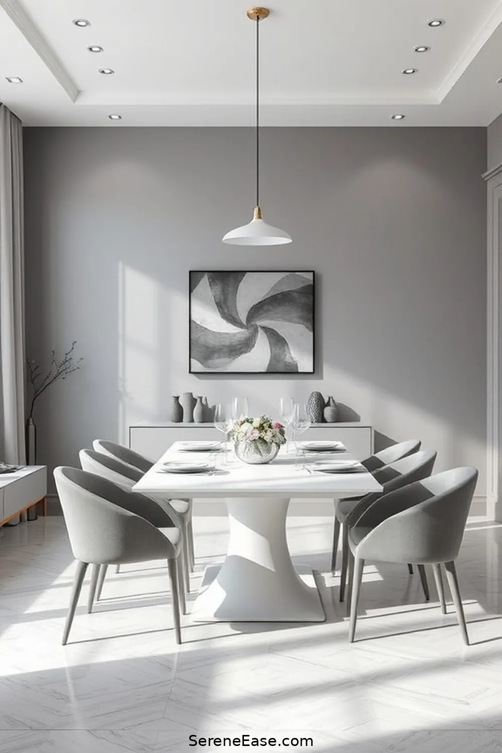 23 Stunning Monochromatic Dining Room Ideas in Minimalist Style 5 Cool Grey Serenity for 23 Stunning Monochromatic Dining Room Ideas in Minimalist Style