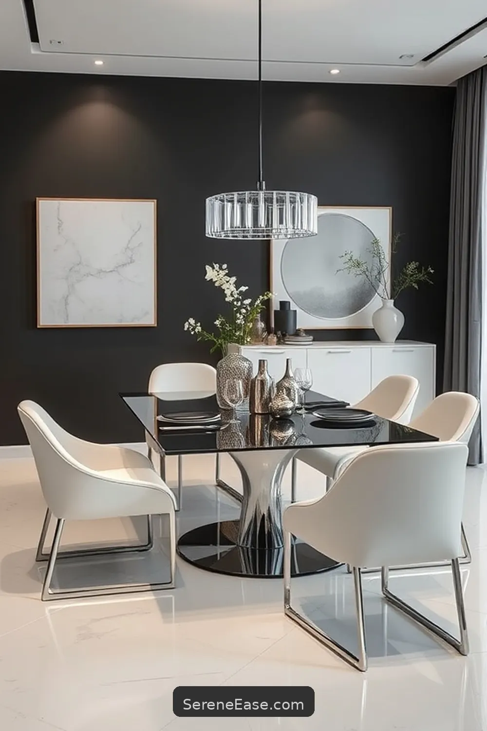 23 Stunning Monochromatic Dining Room Ideas in Minimalist Style 11 Crisp Charcoal Contrast for 23 Stunning Monochromatic Dining Room Ideas in Minimalist Style