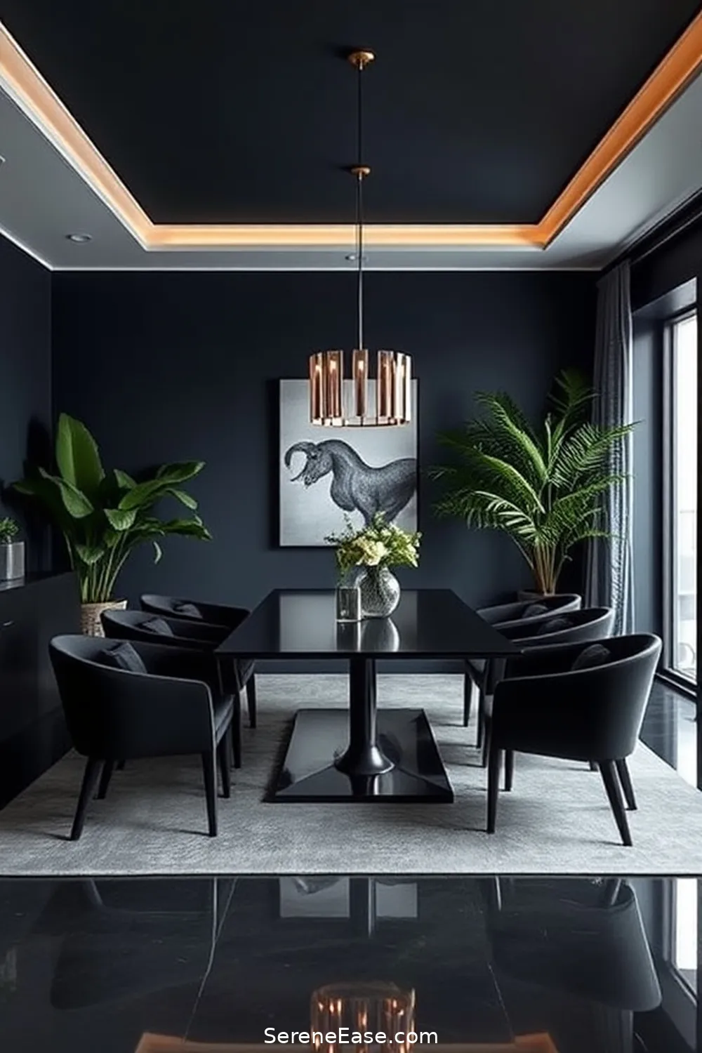 23 Stunning Monochromatic Dining Room Ideas in Minimalist Style 13 Deep Navy Depth for 23 Stunning Monochromatic Dining Room Ideas in Minimalist Style