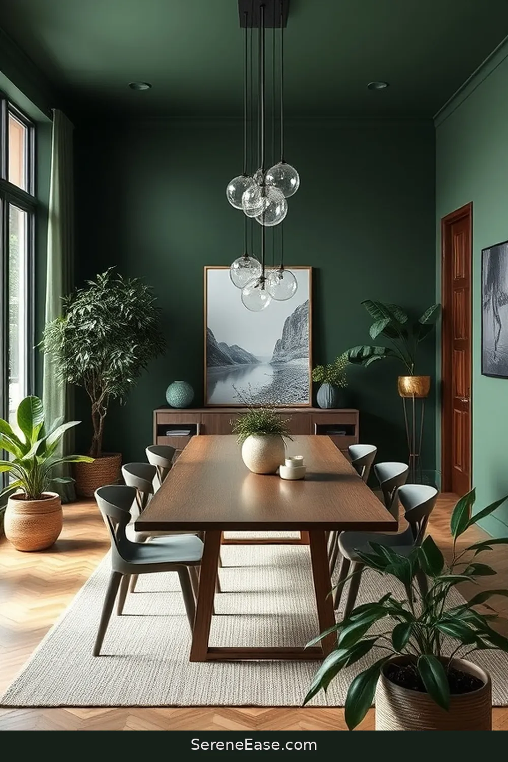 23 Stunning Monochromatic Dining Room Ideas in Minimalist Style 8 Rich Forest Green for 23 Stunning Monochromatic Dining Room Ideas in Minimalist Style