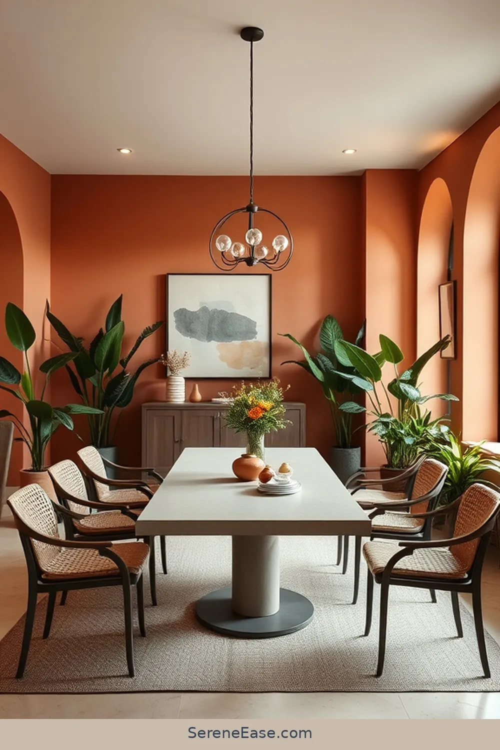 23 Stunning Monochromatic Dining Room Ideas in Minimalist Style 14 Warm Terracotta Inviting for 23 Stunning Monochromatic Dining Room Ideas in Minimalist Style