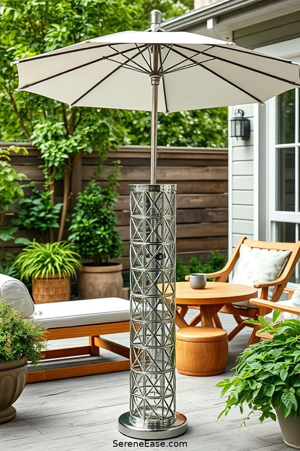 23 Stylish Metallic Accents for Your Scandinavian Outdoor Patio 17 Silver Umbrella Stands for 23 Stylish Metallic Accents for Your Scandinavian Outdoor Patio