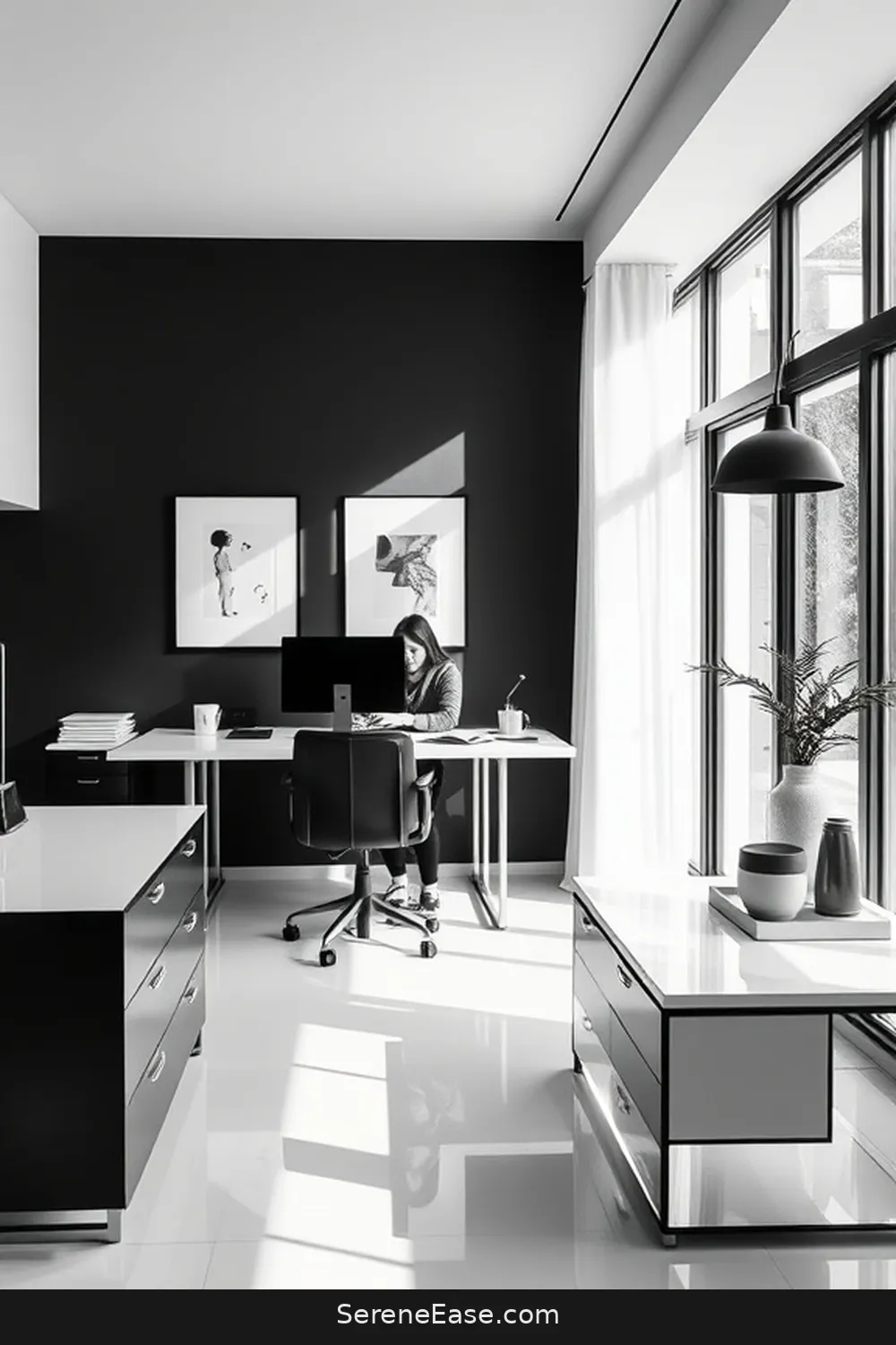 23 Tips for a Black and White Minimalist Style Home Office 2 Choose a Simple Color Palette for 23 Tips for a Black and White Minimalist Style Home Office
