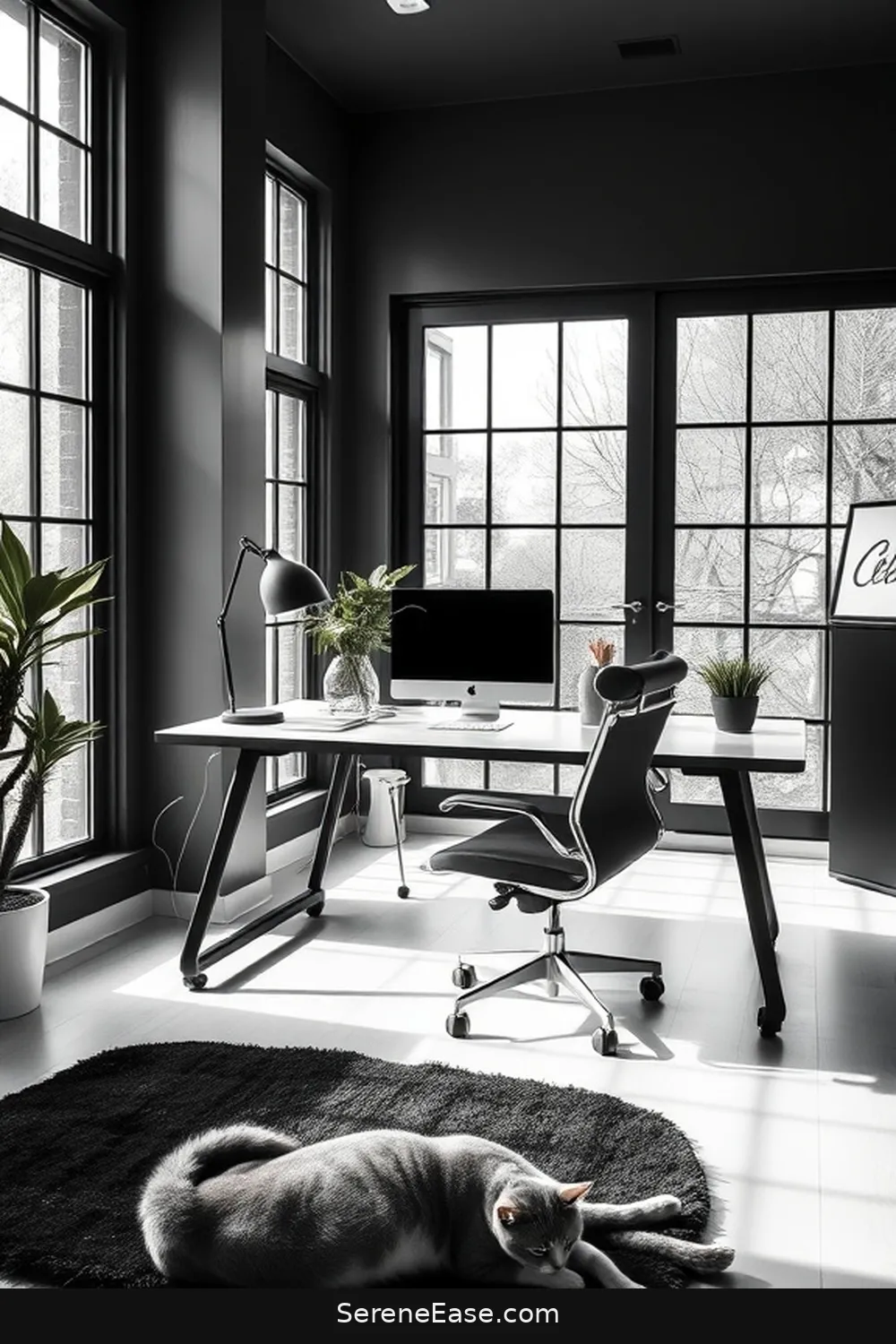 23 Tips for a Black and White Minimalist Style Home Office 12 Create a Functional Layout for 23 Tips for a Black and White Minimalist Style Home Office