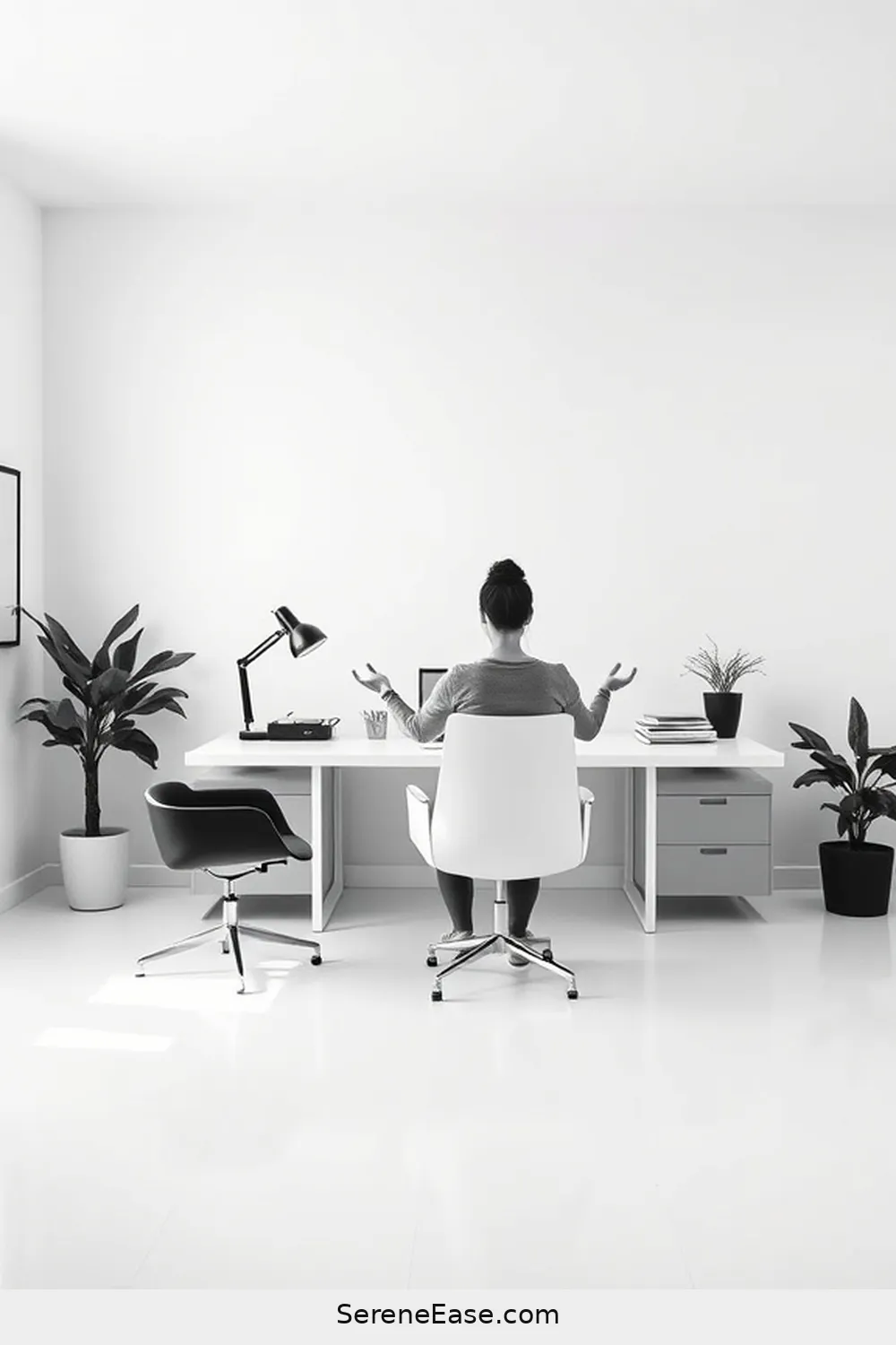 23 Tips for a Black and White Minimalist Style Home Office 4 Embrace Negative Space for 23 Tips for a Black and White Minimalist Style Home Office
