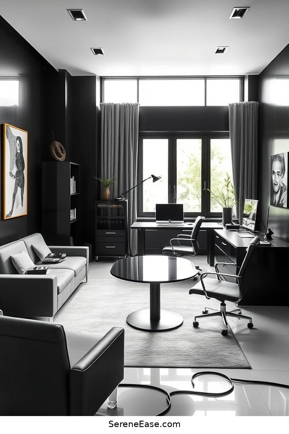 23 Tips for a Black and White Minimalist Style Home Office 17 Keep Cables Hidden for 23 Tips for a Black and White Minimalist Style Home Office
