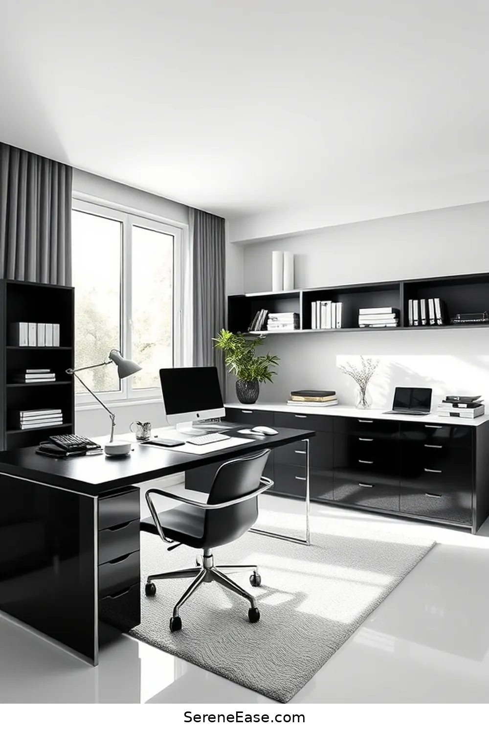 23 Tips for a Black and White Minimalist Style Home Office 19 Maintain a Clean Desk Policy for 23 Tips for a Black and White Minimalist Style Home Office
