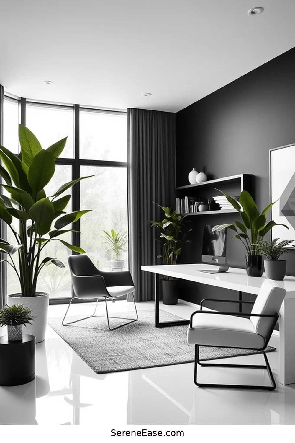 23 Tips for a Black and White Minimalist Style Home Office 3 Select Sleek Furniture for 23 Tips for a Black and White Minimalist Style Home Office