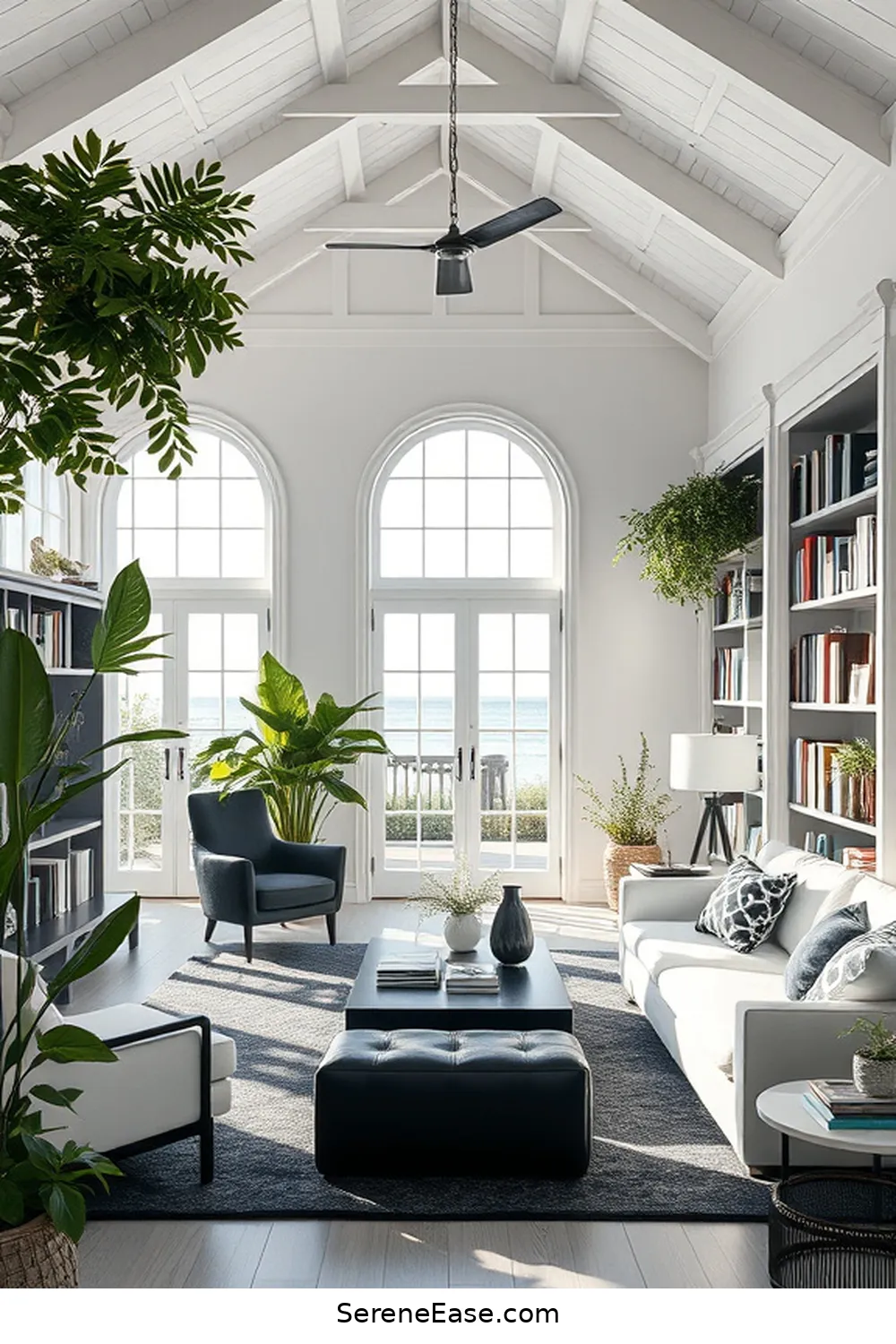 23 Ways to Achieve Black and White Coastal Style in Your Library 2 Choose a Monochromatic Color Palette for 23 Ways to Achieve Black and White Coastal Style in Your Library