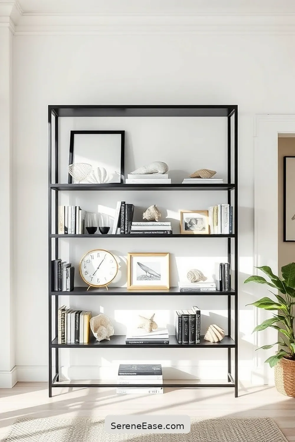 23 Ways to Achieve Black and White Coastal Style in Your Library 14 Use Open Shelving for 23 Ways to Achieve Black and White Coastal Style in Your Library