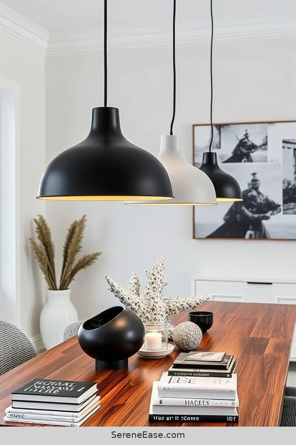 23 Ways to Achieve Black and White Coastal Style in Your Library 9 Use Statement Lighting for 23 Ways to Achieve Black and White Coastal Style in Your Library