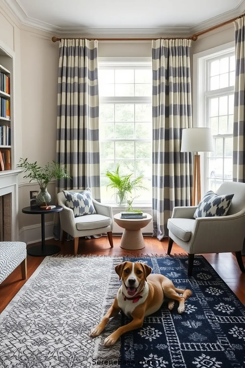 23 Ways to Achieve Black and White Coastal Style in Your Library 17 Utilize Subtle Patterns for 23 Ways to Achieve Black and White Coastal Style in Your Library