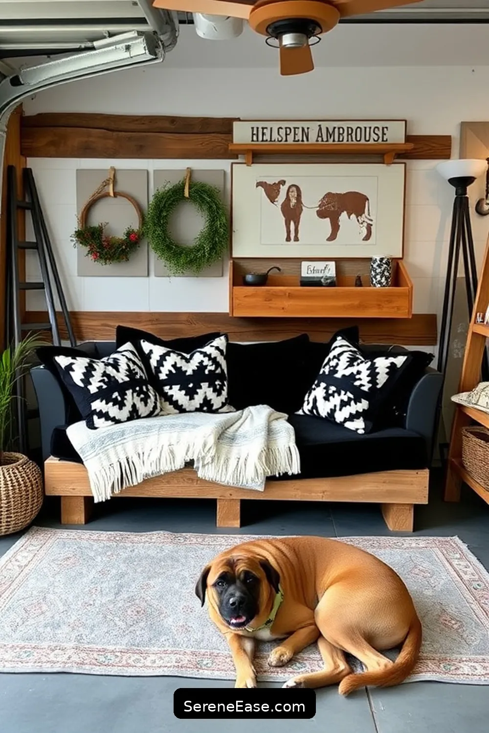 23 Ways to Achieve Black and White Style in a Modern Farmhouse Garage 12 Create a Cozy Sitting Area for 23 Ways to Achieve Black and White Style in a Modern Farmhouse Garage