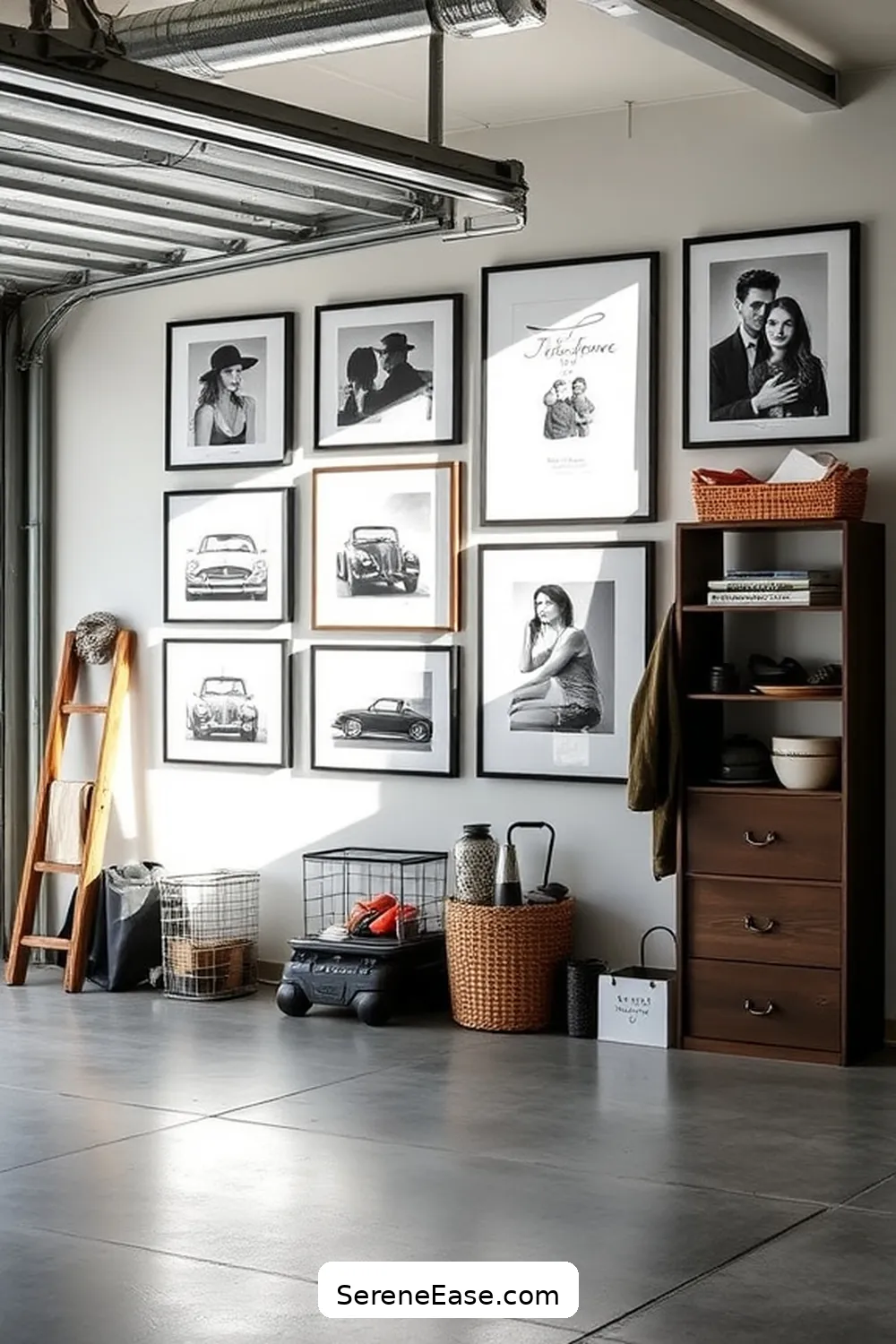 23 Ways to Achieve Black and White Style in a Modern Farmhouse Garage 24 Create a Gallery Wall With Black and White Photos for 23 Ways to Achieve Black and White Style in a Modern Farmhouse Garage