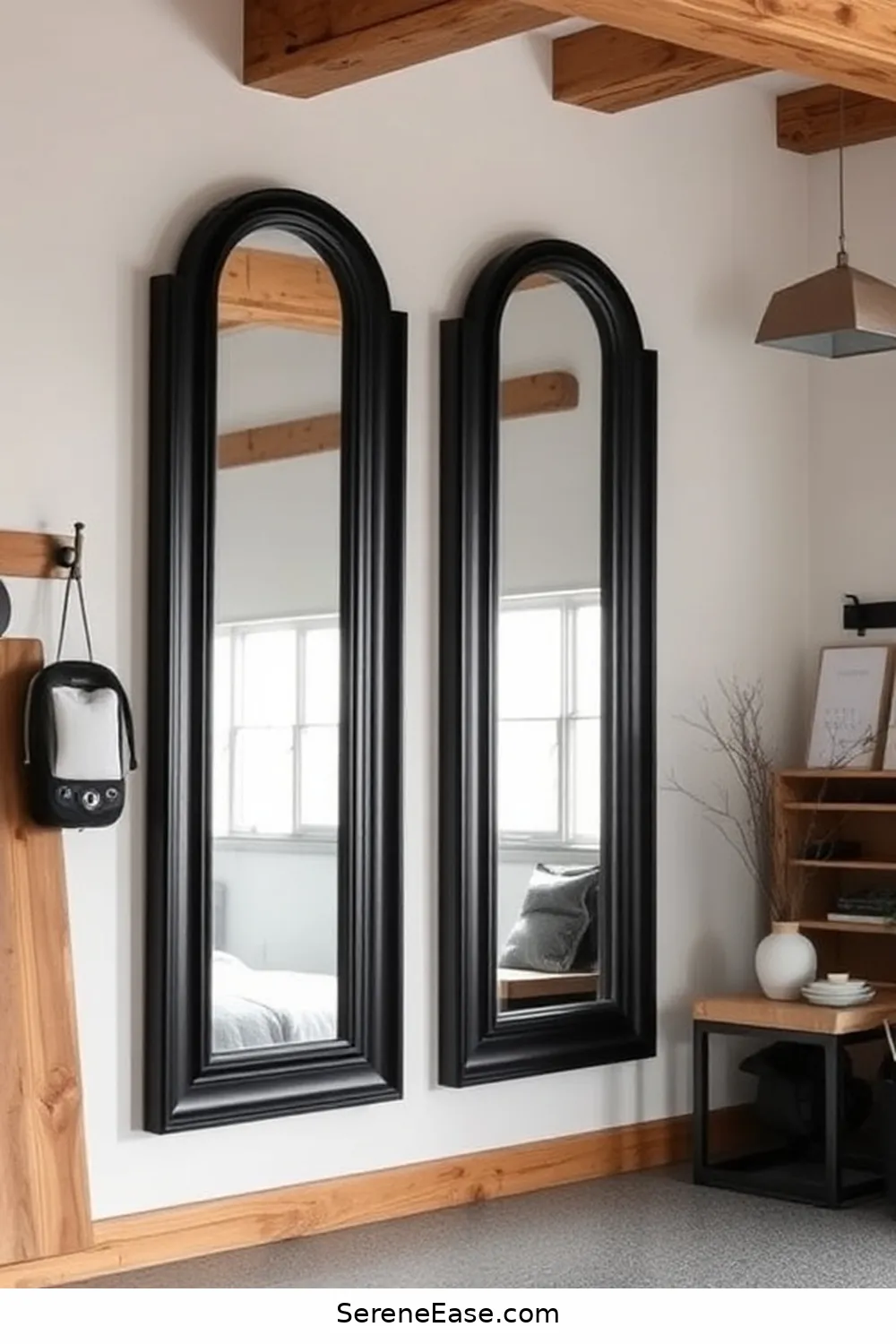 23 Ways to Achieve Black and White Style in a Modern Farmhouse Garage 20 Feature Black Framed Mirrors for 23 Ways to Achieve Black and White Style in a Modern Farmhouse Garage
