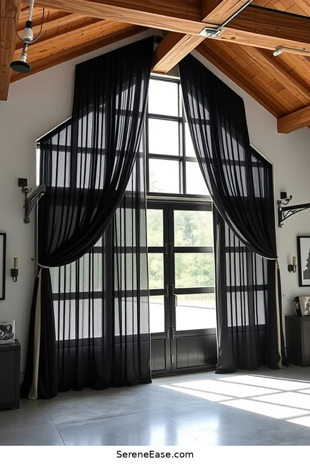 23 Ways to Achieve Black and White Style in a Modern Farmhouse Garage 15 Hang Black and White Window Treatments for 23 Ways to Achieve Black and White Style in a Modern Farmhouse Garage
