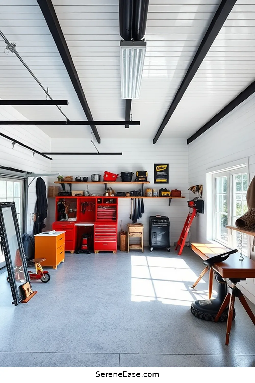 23 Ways to Achieve Black and White Style in a Modern Farmhouse Garage 19 Install White Beadboard Ceilings for 23 Ways to Achieve Black and White Style in a Modern Farmhouse Garage