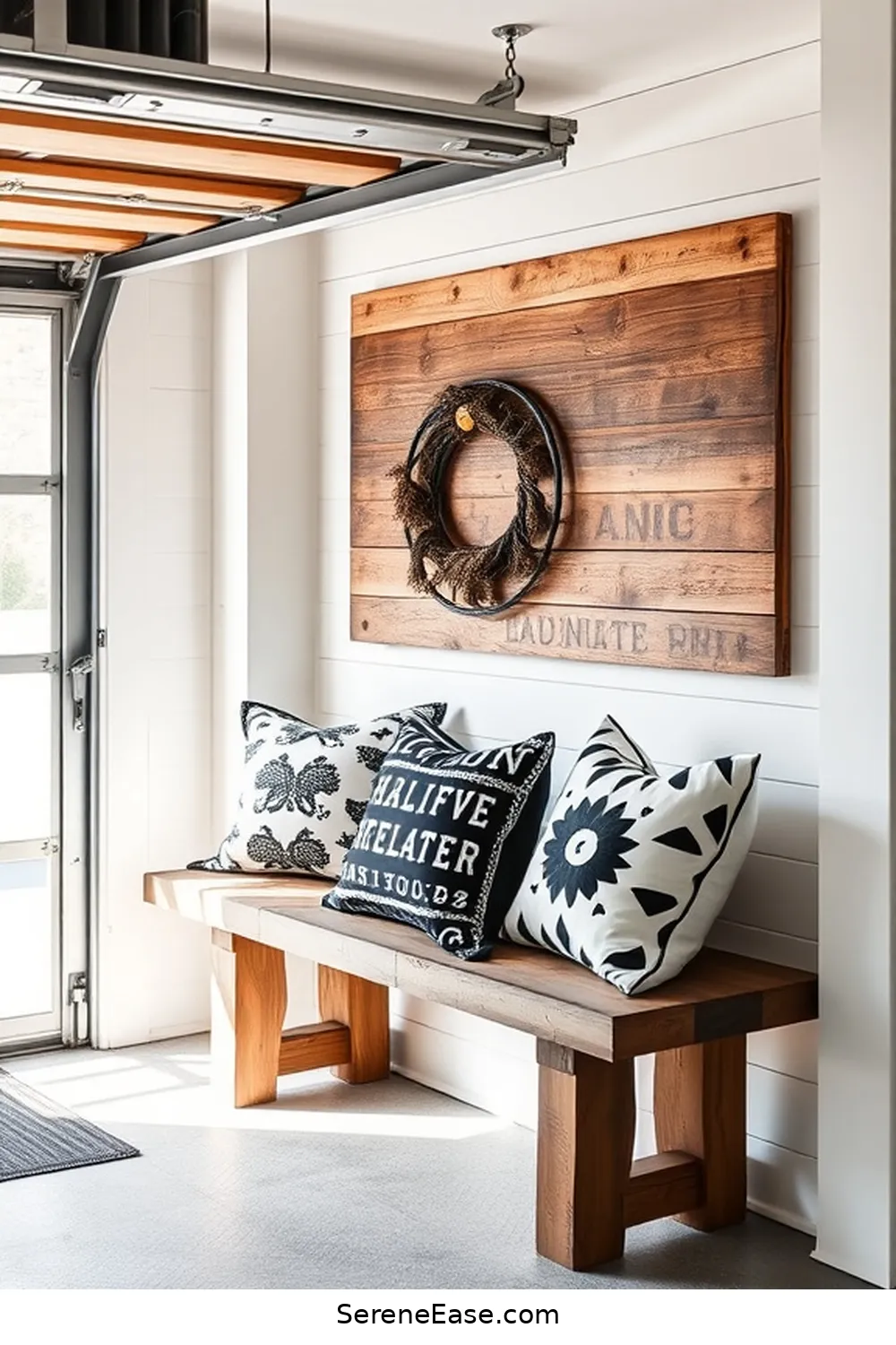 23 Ways to Achieve Black and White Style in a Modern Farmhouse Garage 22 Use Decorative Black and White Pillows for 23 Ways to Achieve Black and White Style in a Modern Farmhouse Garage