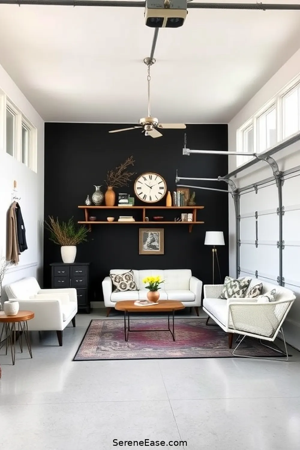 23 Ways to Achieve Black and White Style in a Modern Farmhouse Garage 17 Use a Bold Black Accent Wall for 23 Ways to Achieve Black and White Style in a Modern Farmhouse Garage