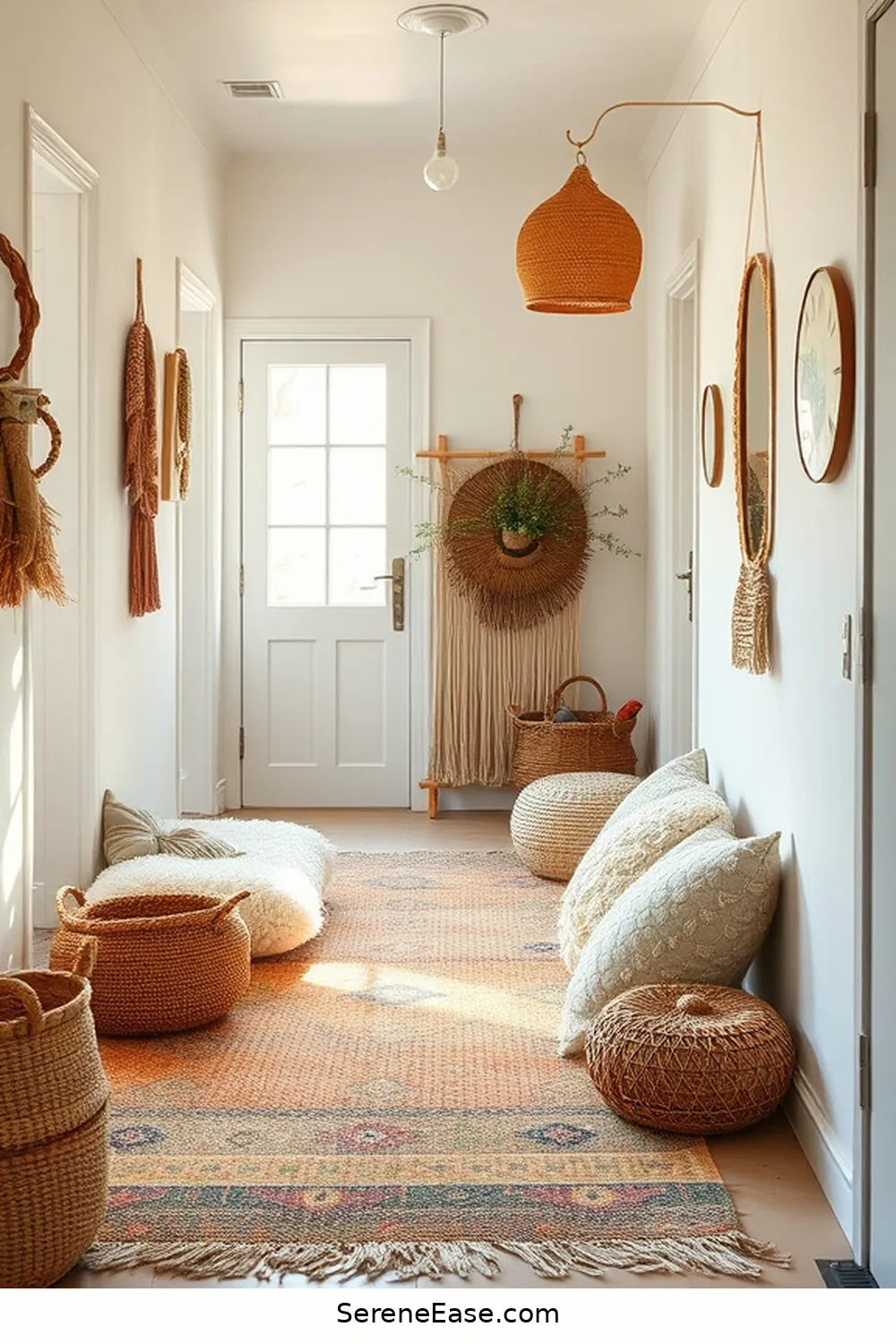 23 Ways to Achieve Monochromatic Bohemian Style in Your Hallway 3 Incorporate Layered Textures for 23 Ways to Achieve Monochromatic Bohemian Style in Your Hallway