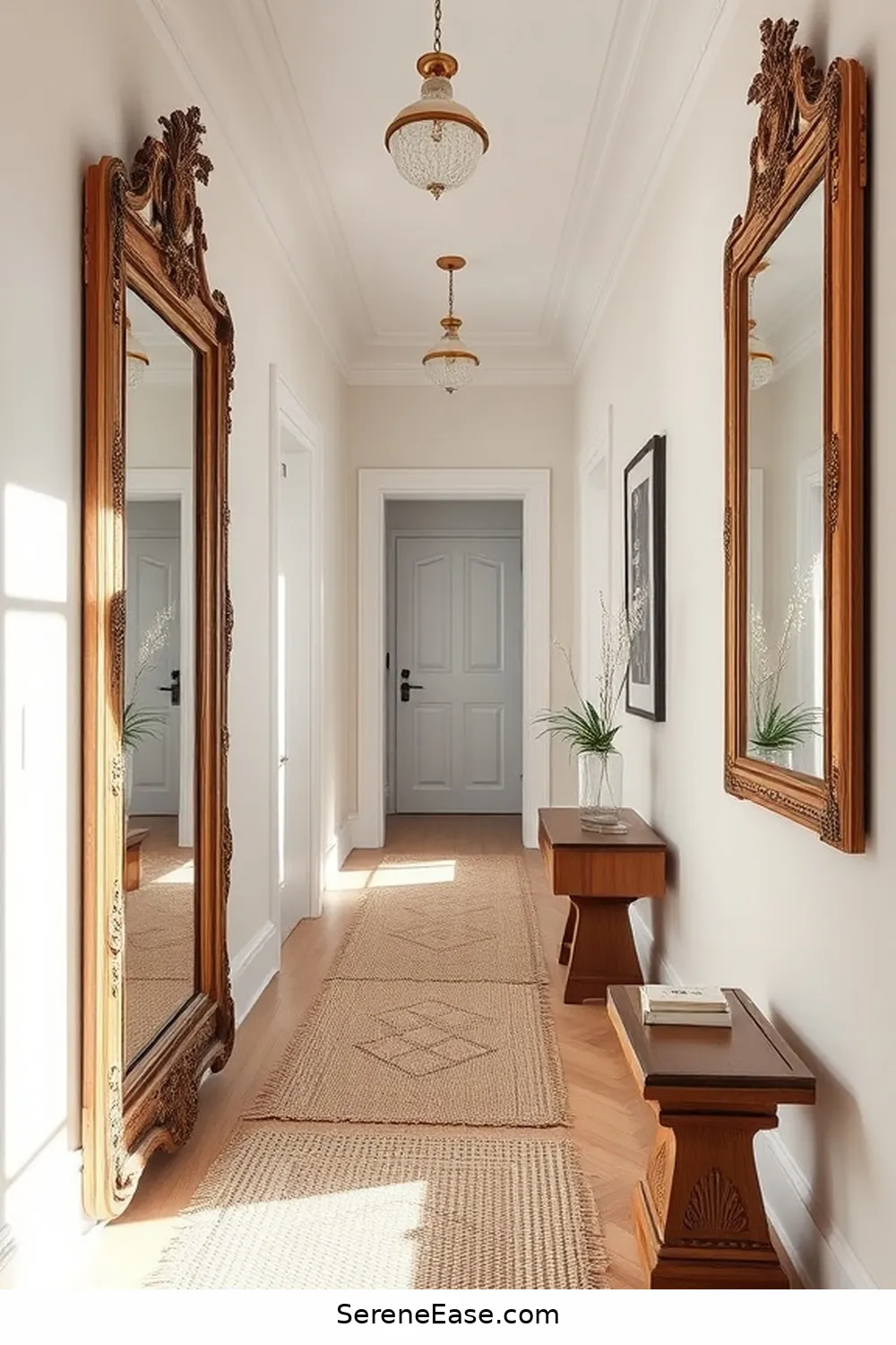 23 Ways to Achieve Monochromatic Bohemian Style in Your Hallway 10 Use Mirrors to Enhance Space for 23 Ways to Achieve Monochromatic Bohemian Style in Your Hallway