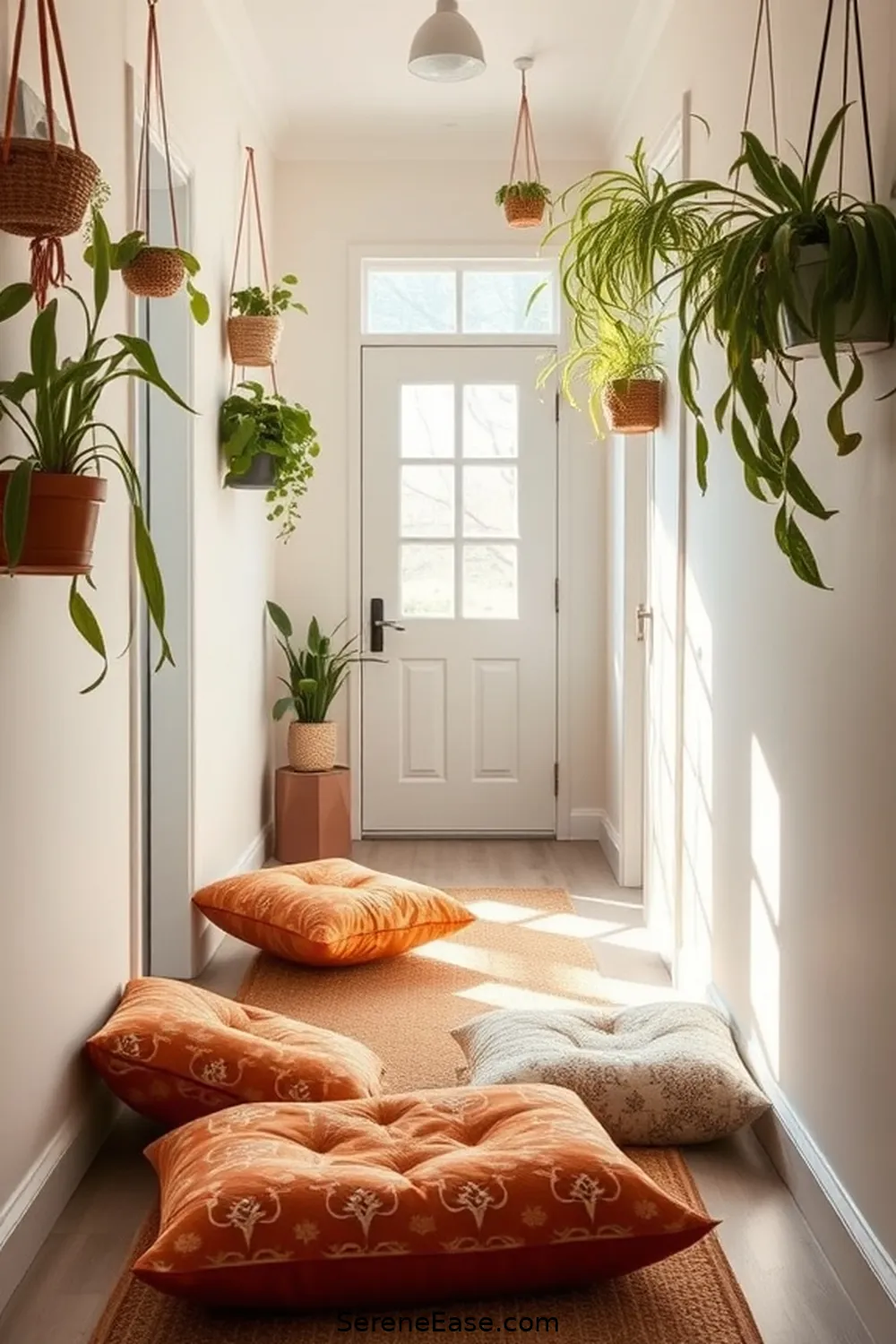 23 Ways to Achieve Monochromatic Bohemian Style in Your Hallway 22 Utilize Floor Cushions for 23 Ways to Achieve Monochromatic Bohemian Style in Your Hallway